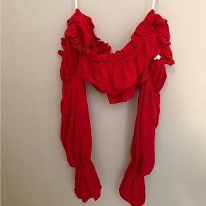 SHEIN Bold Red Ruffled Blouse